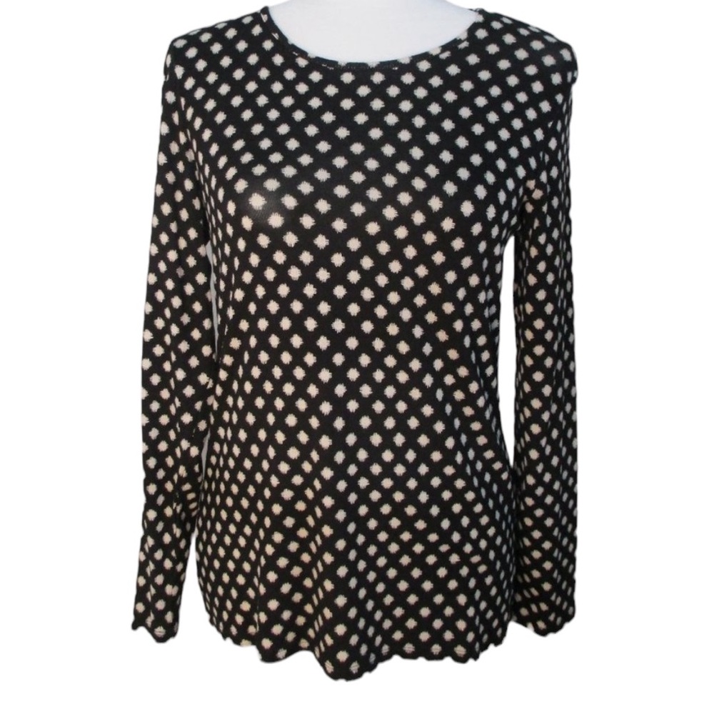 Chico's Black and Cream Long Sleeve Rayon/Spandex Top Size 0/S4
